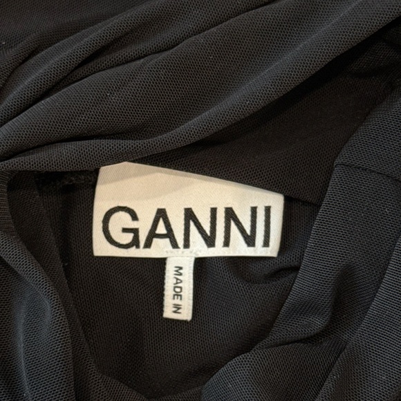 Ganni Black Mesh Long Sleeve Turtleneck Top - Picture 6 of 7